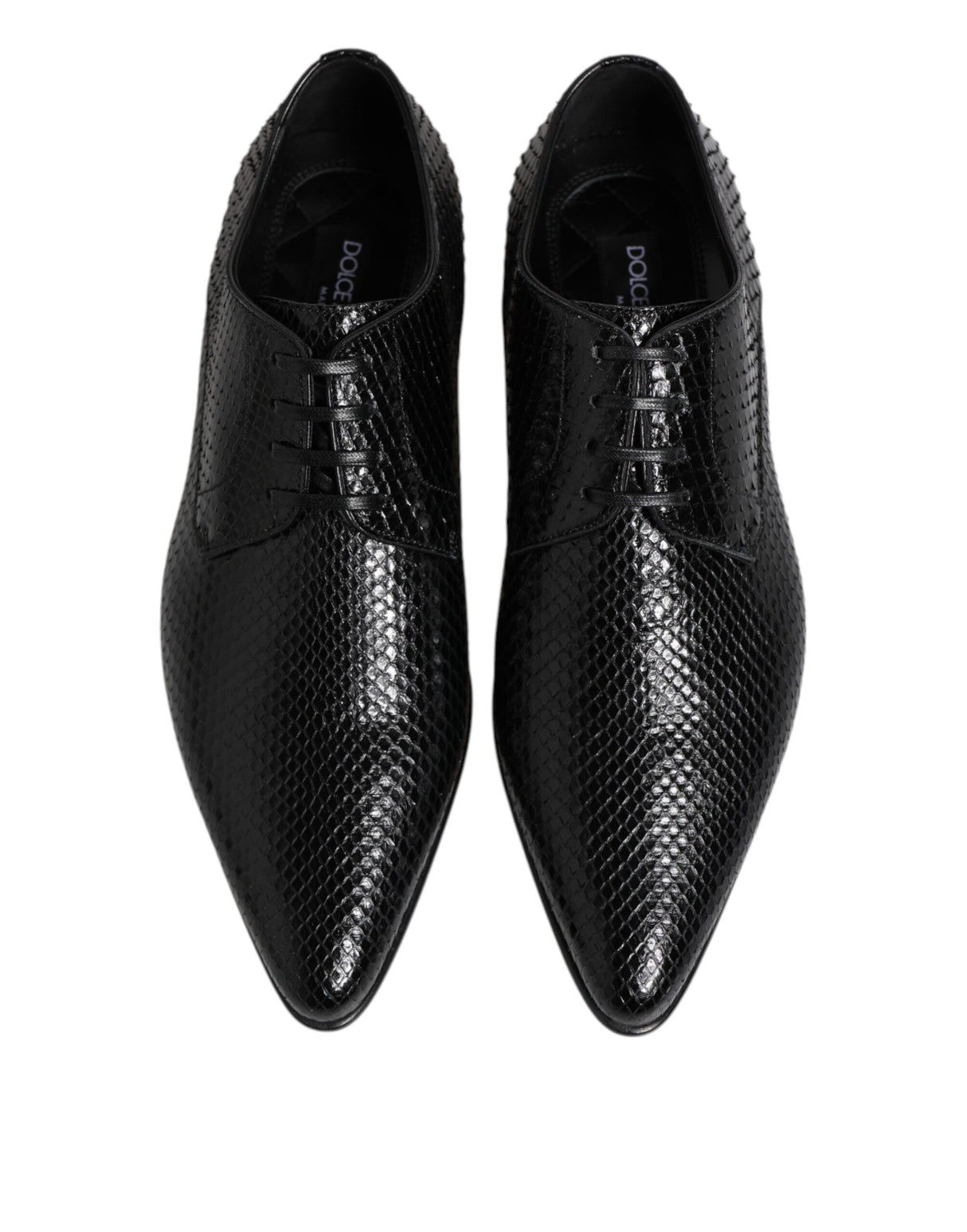 Dolce & Gabbana Black Exotic Leather Lace Up Derby Shoes