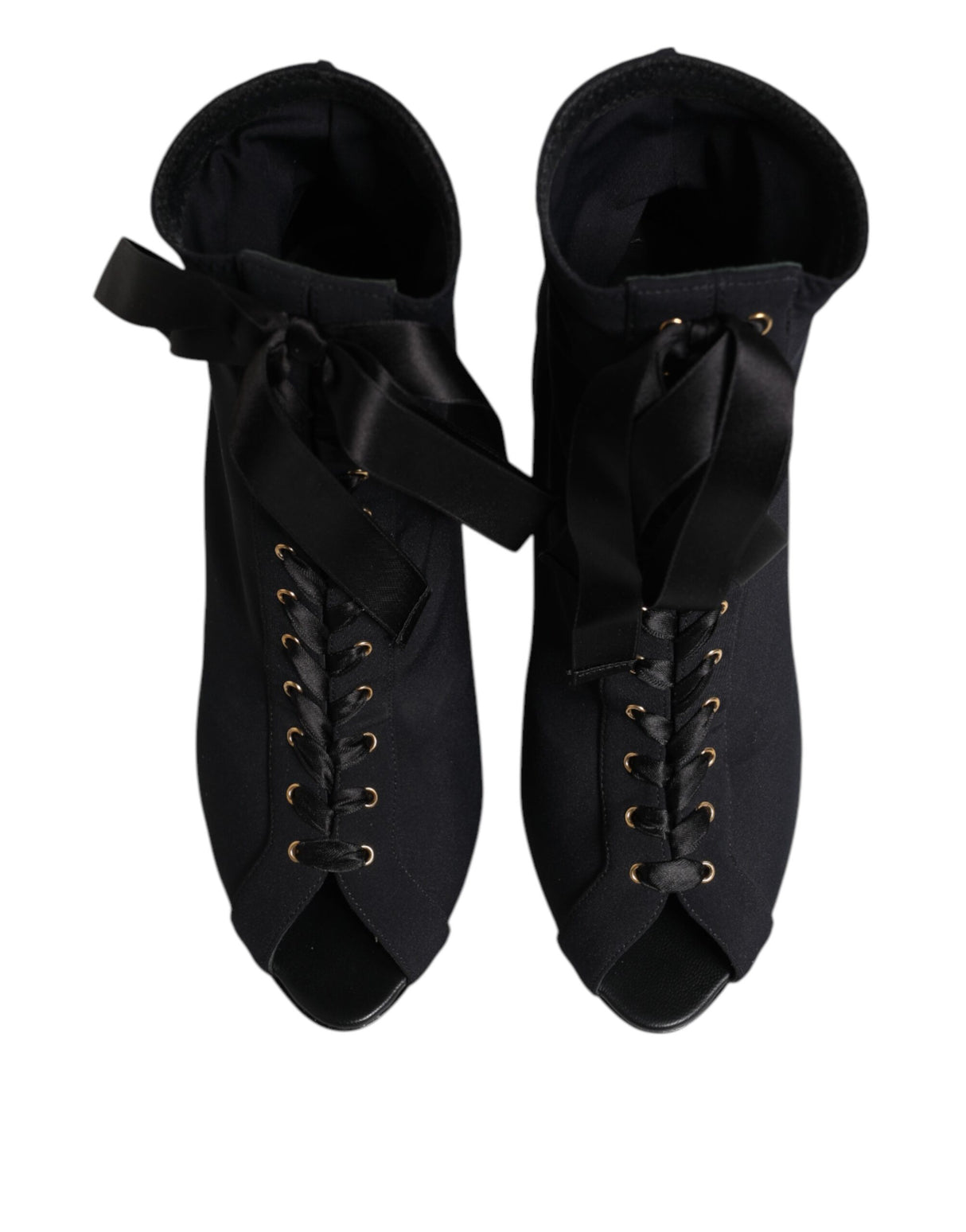 Dolce & Gabbana Black Stiletto Heels Lace Up Boots Shoes