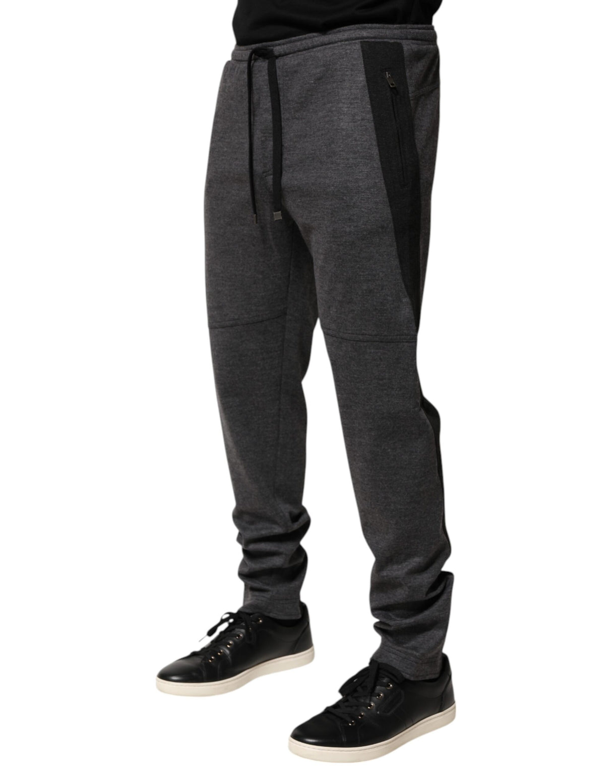 Dolce & Gabbana Gray Black Wool Blend Jogger Sweatpants Pants