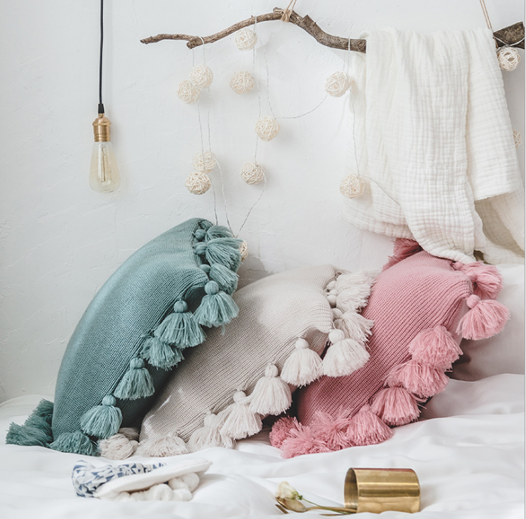 Knitted Lantern Ball Pillow Cover for Home Decor