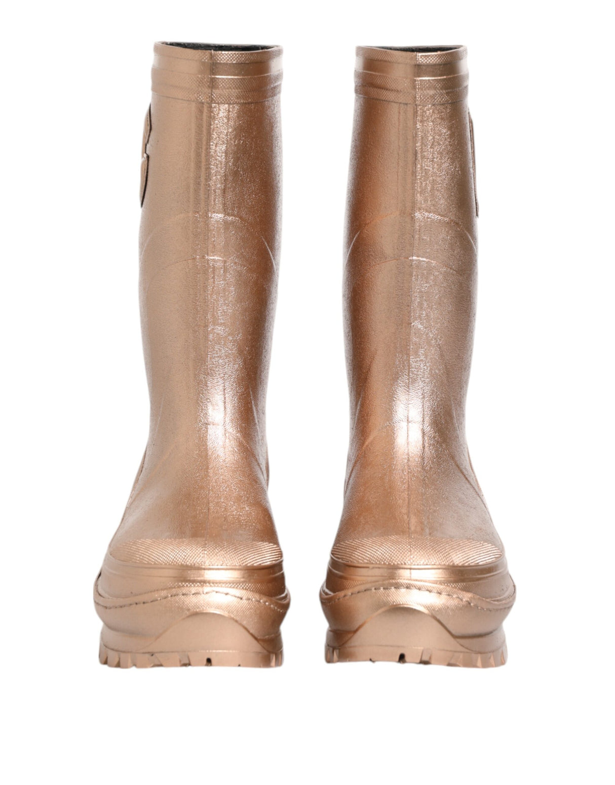 Dolce & Gabbana Rose Gold Rubber Pull On Rain Boots Shoes