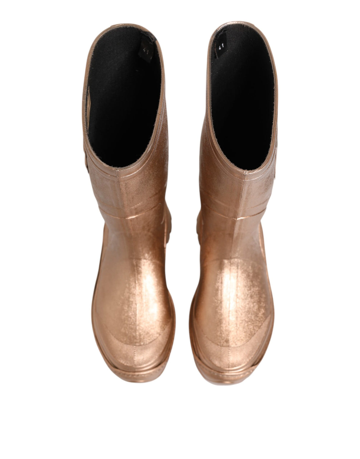 Dolce & Gabbana Rose Gold Rubber Pull On Rain Boots Shoes