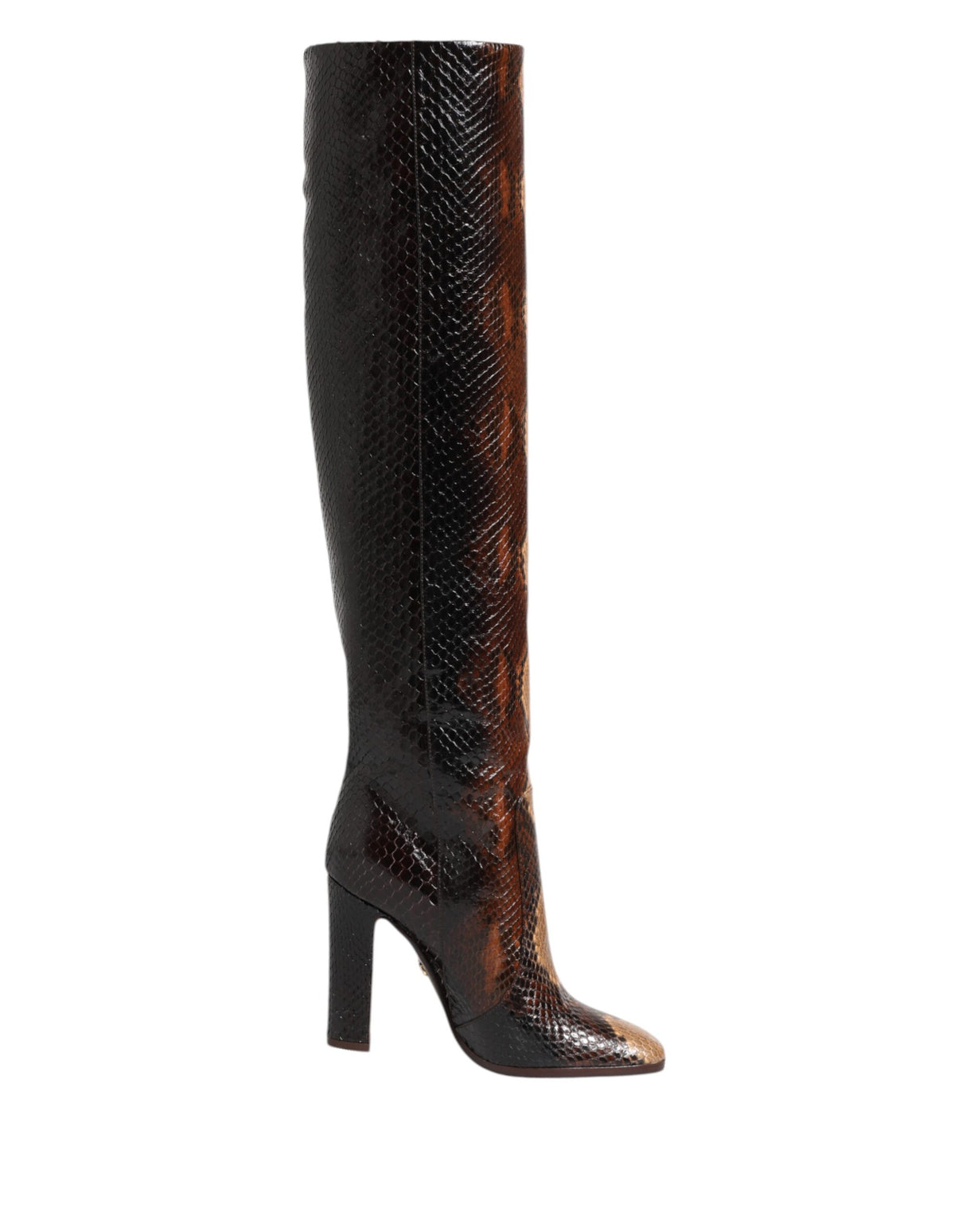 Dolce & Gabbana Brown Python Snakeskin Print Riding Boots Shoes