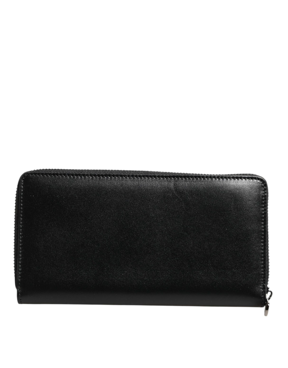 Dolce & Gabbana Black Leather Logo Plaque Zip Around Continental Wallet