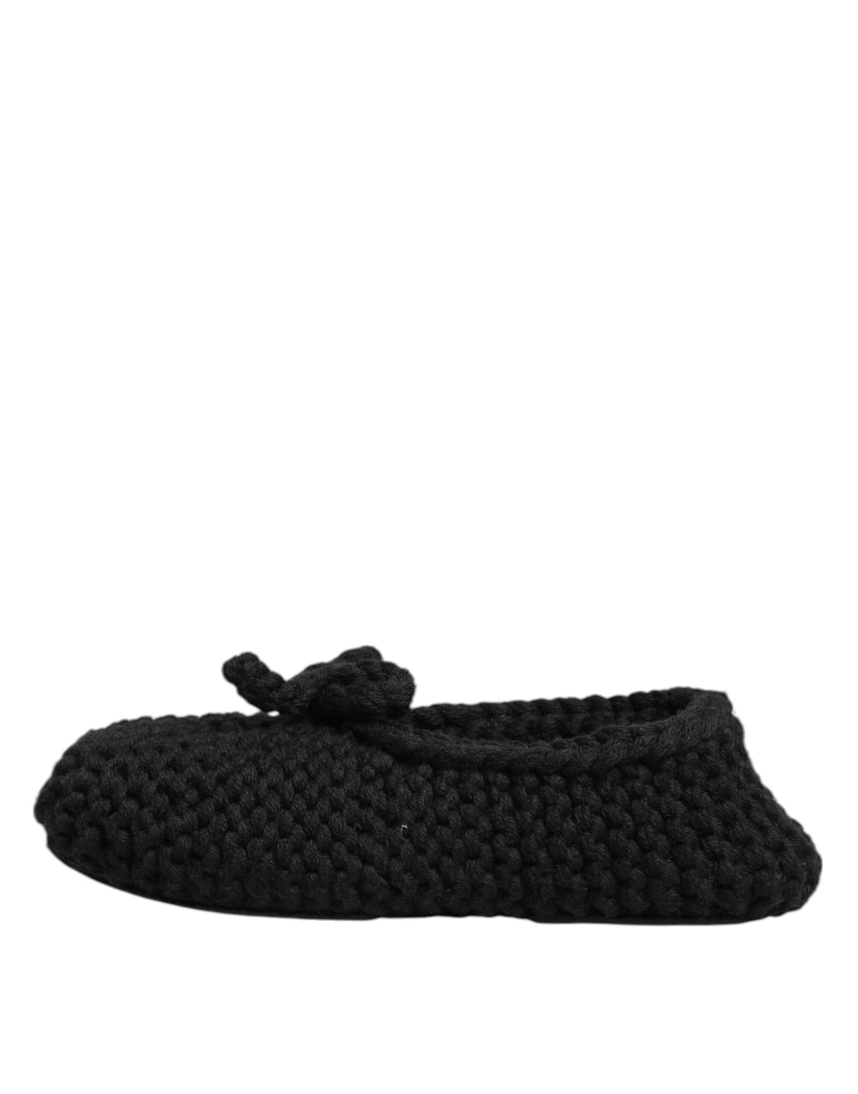 Dolce & Gabbana Black Wool Knit Slip On Ballerina Flats Shoes