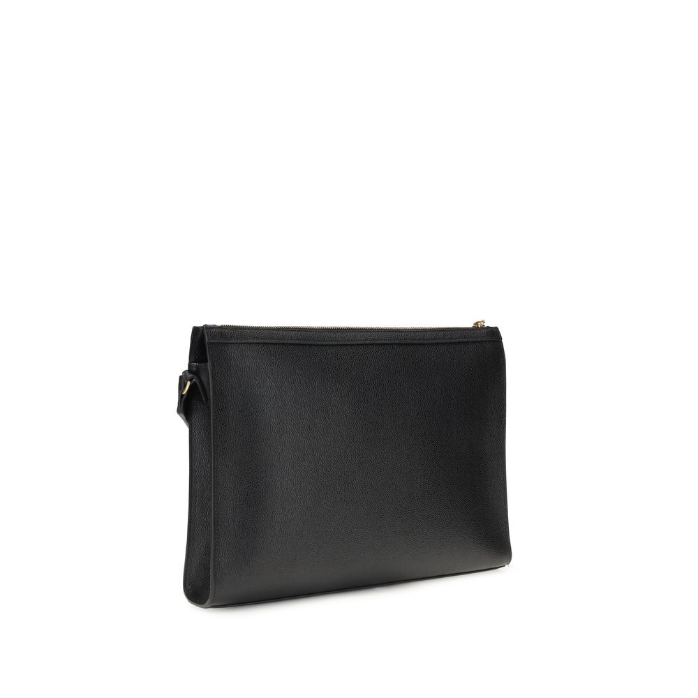 Thom Browne Black Calf Leather Bos Taurus Clutch Bag