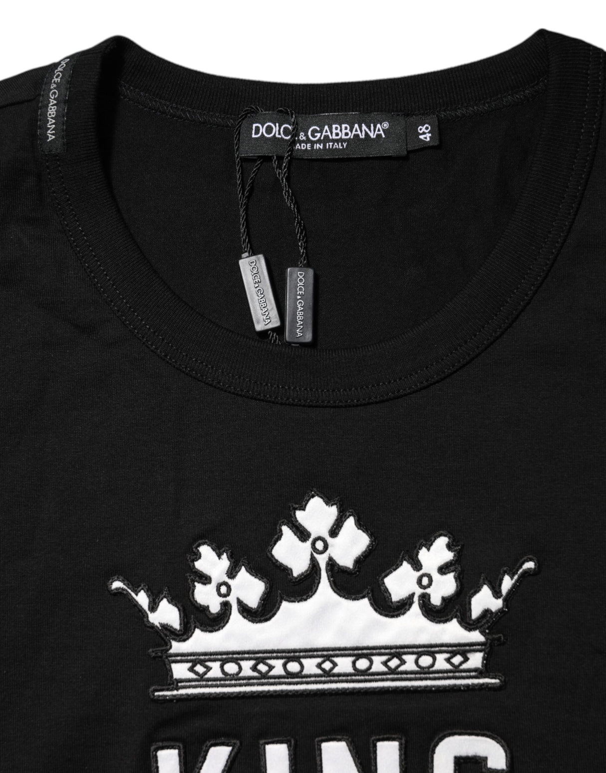 Dolce & Gabbana Black DG King Crown Cotton Crew Neck T-shirt