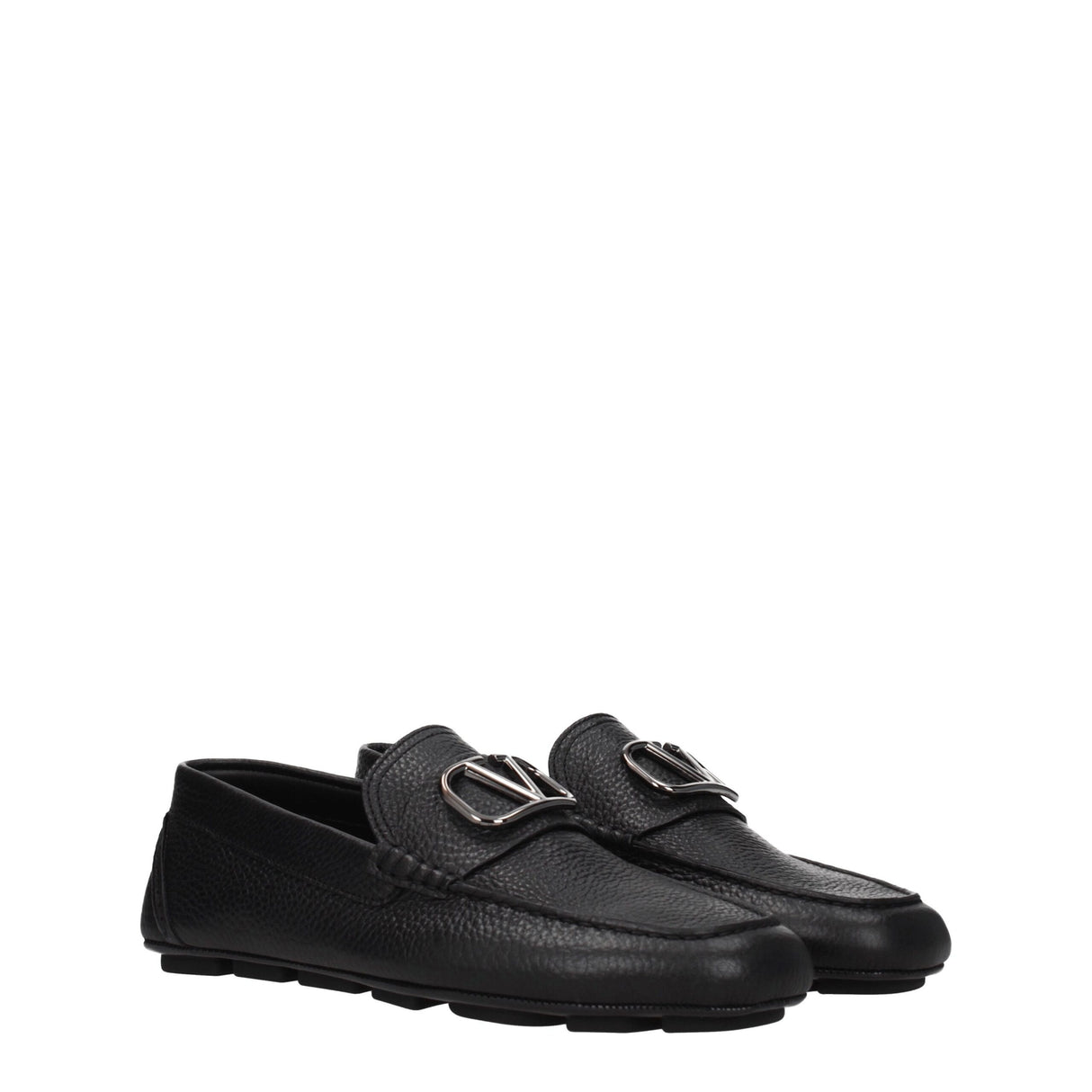 Valentino Garavani Black Leather Slip-On Loafers