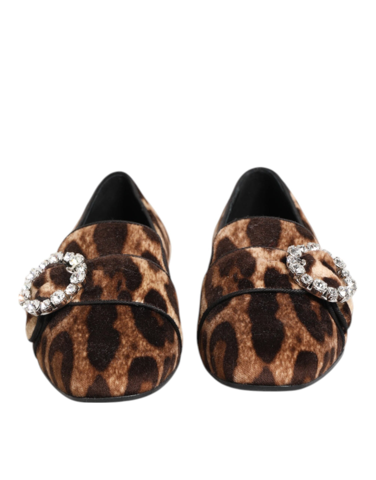 Dolce & Gabbana Brown Leopard Print Crystals Loafers Flats Shoes