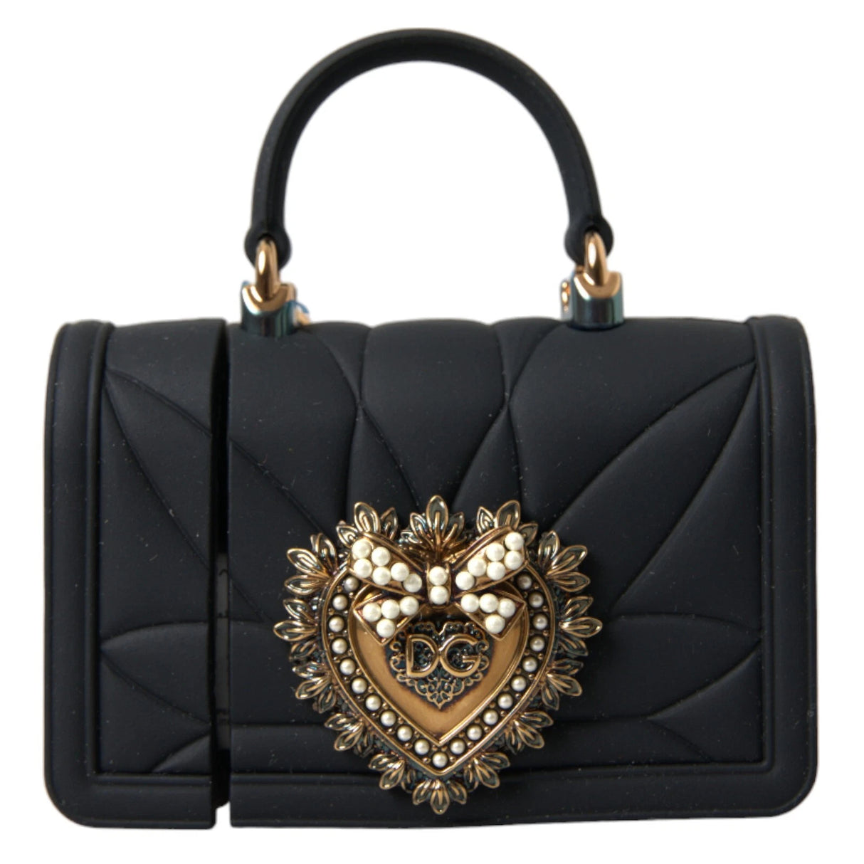 Dolce & Gabbana Case Black Silicone Devotion Heart Cover Hand Bag Airpod