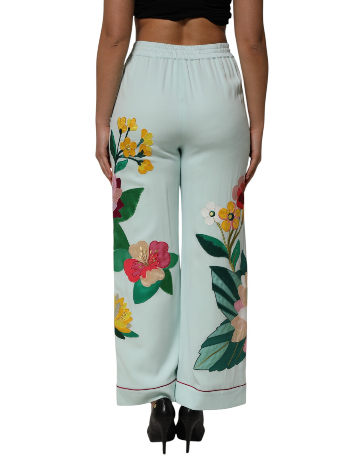 Dolce & Gabbana Green Floral Garterized Straight Pajama Pants