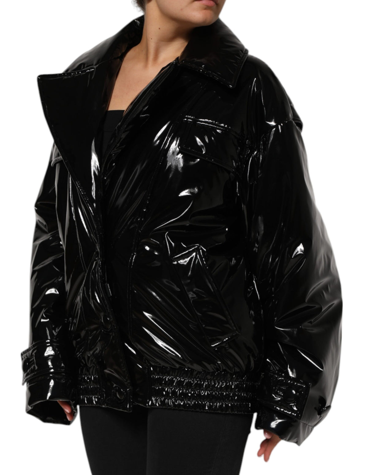 Dolce & Gabbana Polyester Black Quilted Puffer Coat Jacket