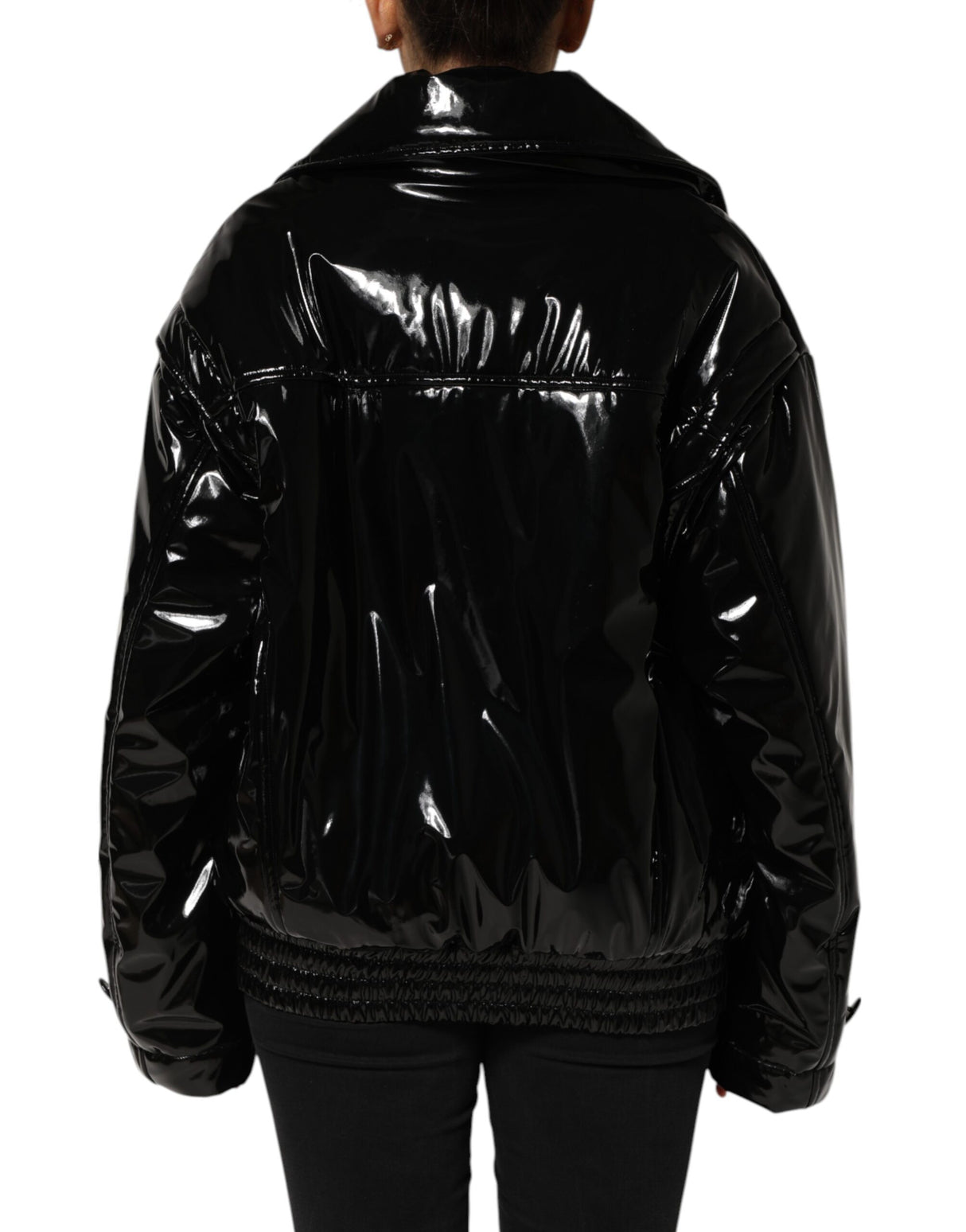 Dolce & Gabbana Polyester Black Quilted Puffer Coat Jacket