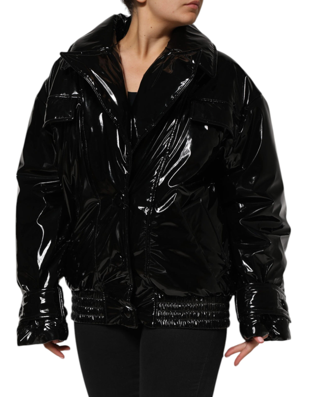 Dolce & Gabbana Black Polyester Quilted Puffer Coat Jacket