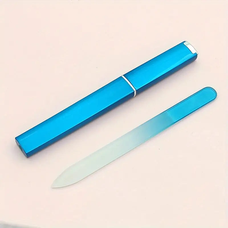 Crystal Glass Nail File with Case - Double-Sided Tool