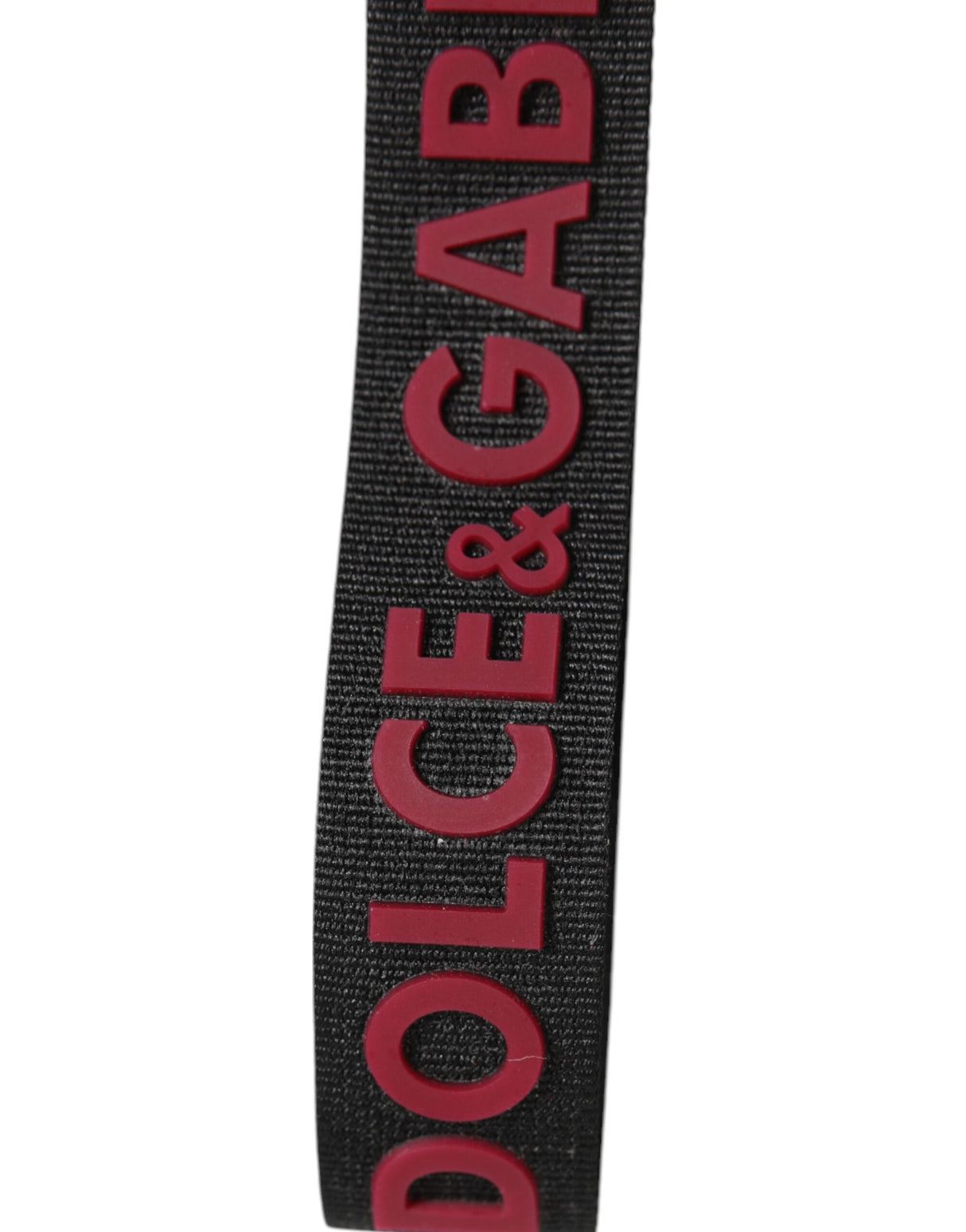 Dolce & Gabbana Black Red DG Logo Polyester Silver Men Keychain Keyring