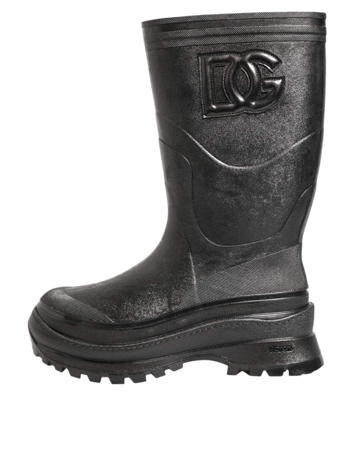 Dolce & Gabbana Metallic Black Pull On Rain Boots Men Shoes