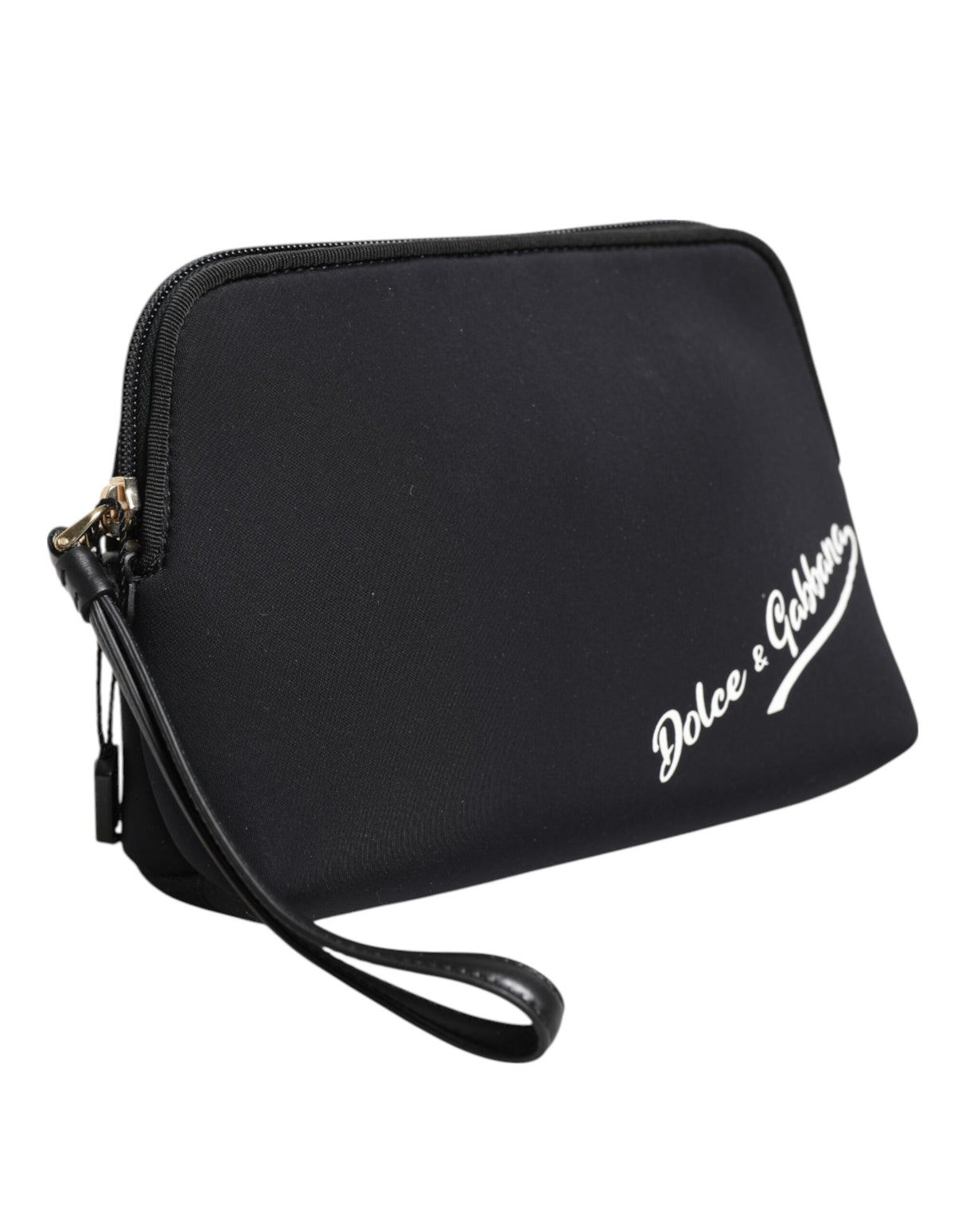 Dolce & Gabbana Black Solid Nylon DG LogoPrint Clutch Zip Borse Pouch Bag