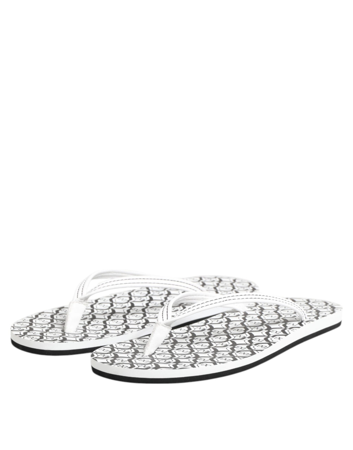 Dolce & Gabbana Black White Logo Beachwear Flats Slipper Shoes