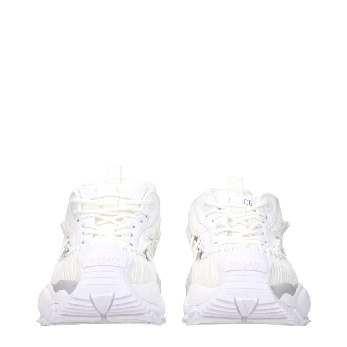 Versace White Leather Athletic Sneakers