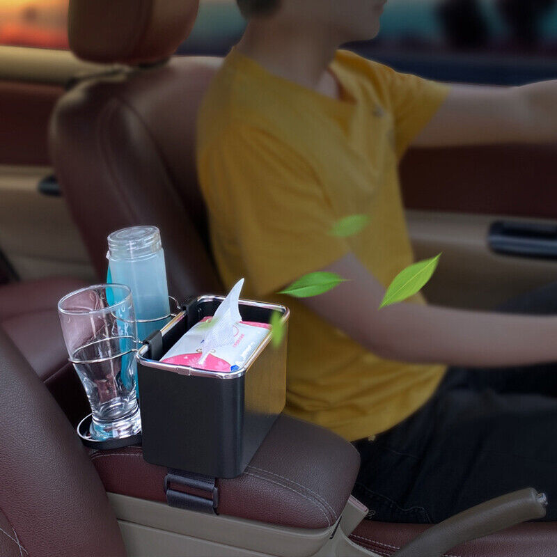 Multifunctional Car Organizer with Lid and Cup Holder