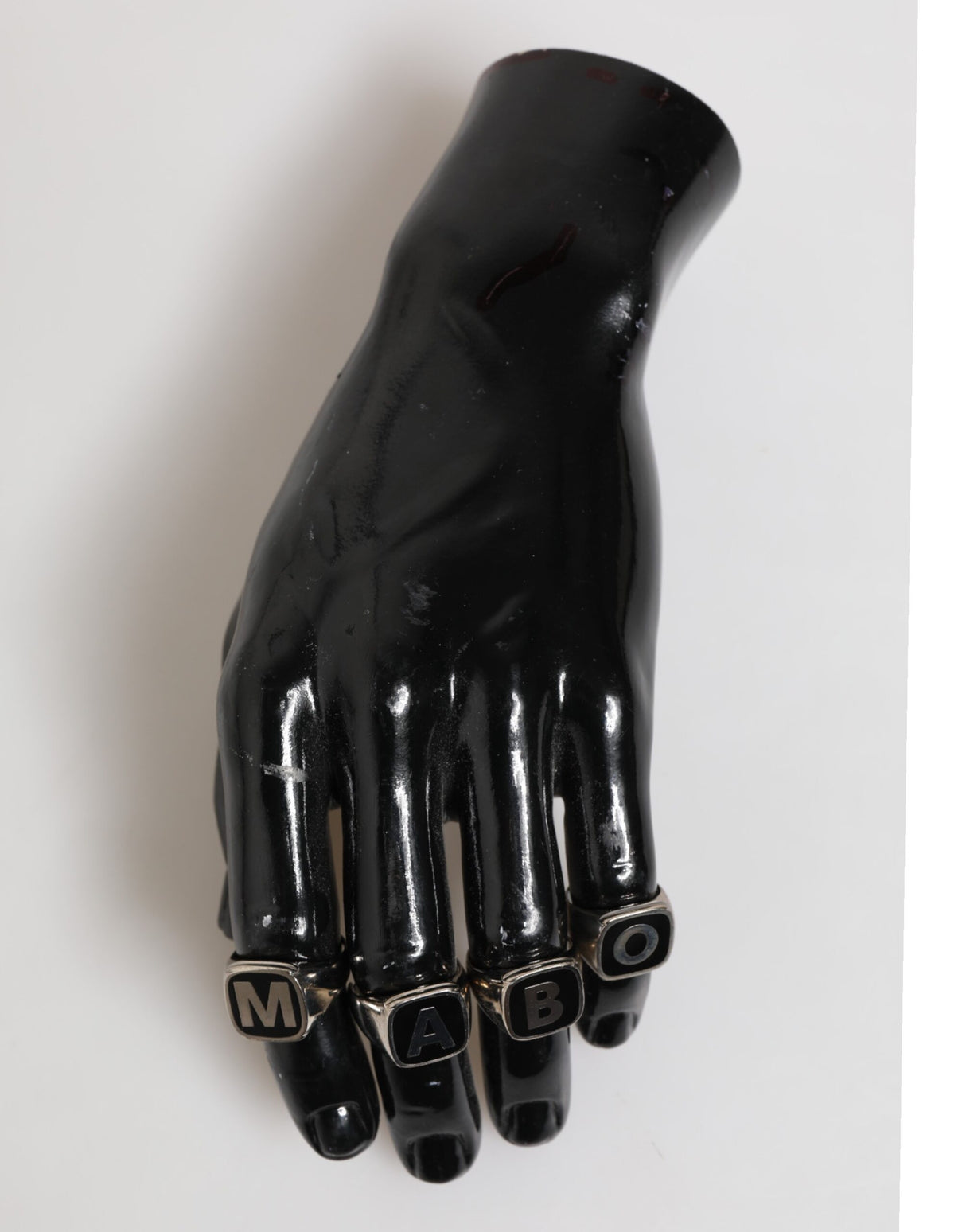 Dolce & Gabbana Silver Tone Brass Lettering Set 5 Pieces Adjustable Ring