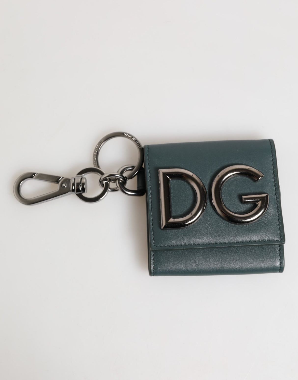 Dolce & Gabbana Dark Green Leather DG Logo Coin Purse Bag Charm Wallet
