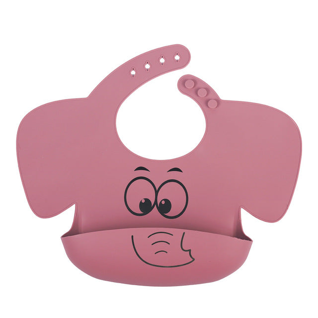 Baby Silicone Elephant Printed Bibs and Sucker Plates Set