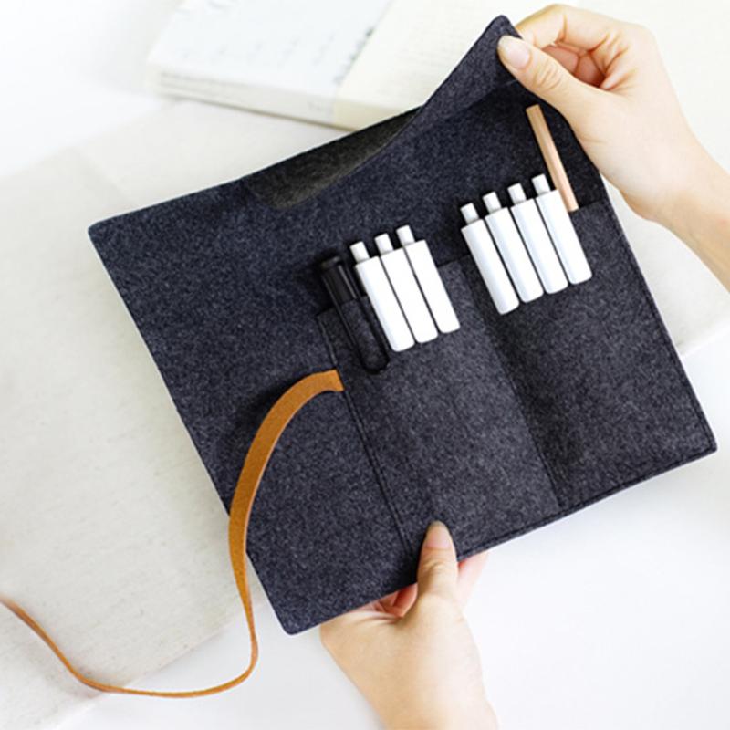 Velcro Felt Pencil Bag - Large Capacity Stationery Case