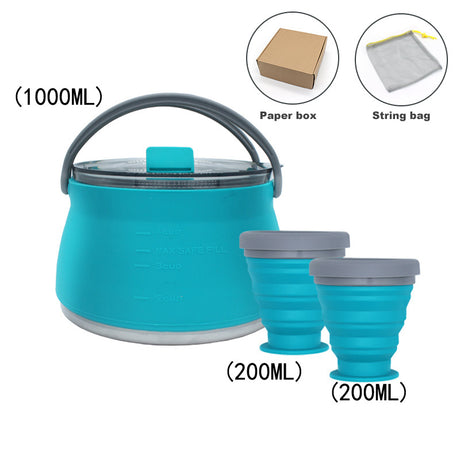 Outdoor Camping Cookware Set with Collapsible Kettle