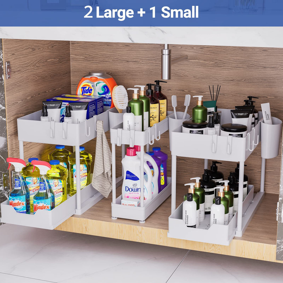 3-Piece Under-Sink Storage Organizer for Bathroom