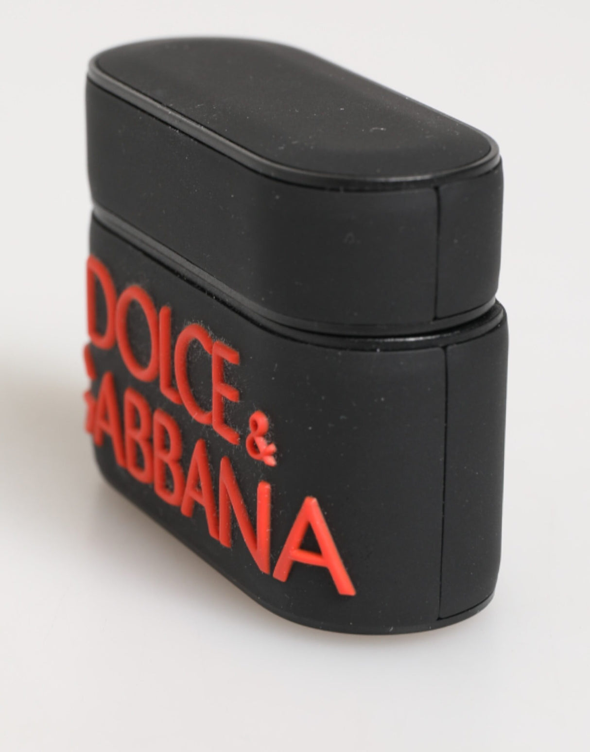 Dolce & Gabbana Black Orange Rubber Logo Embossed Accessory Airpods Case