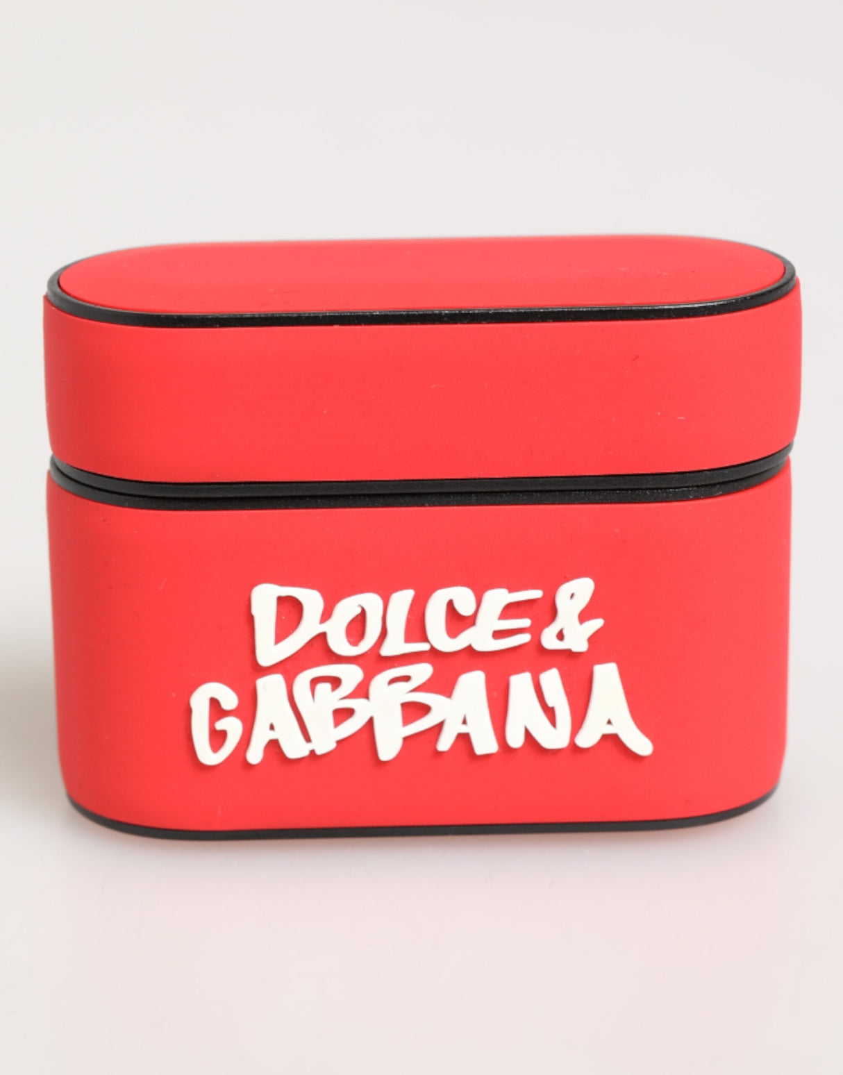 Dolce & Gabbana Red PVC DG Logo Embossed Men Flip Holder Airpods Case