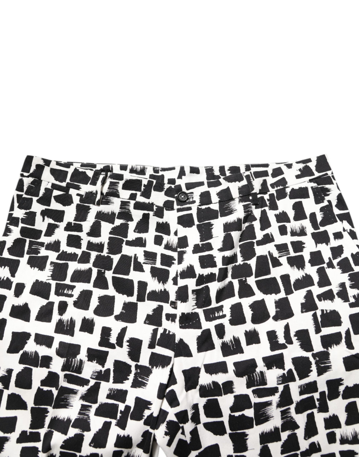 Dolce & Gabbana Black White Abstract Print Cotton Blend Pants