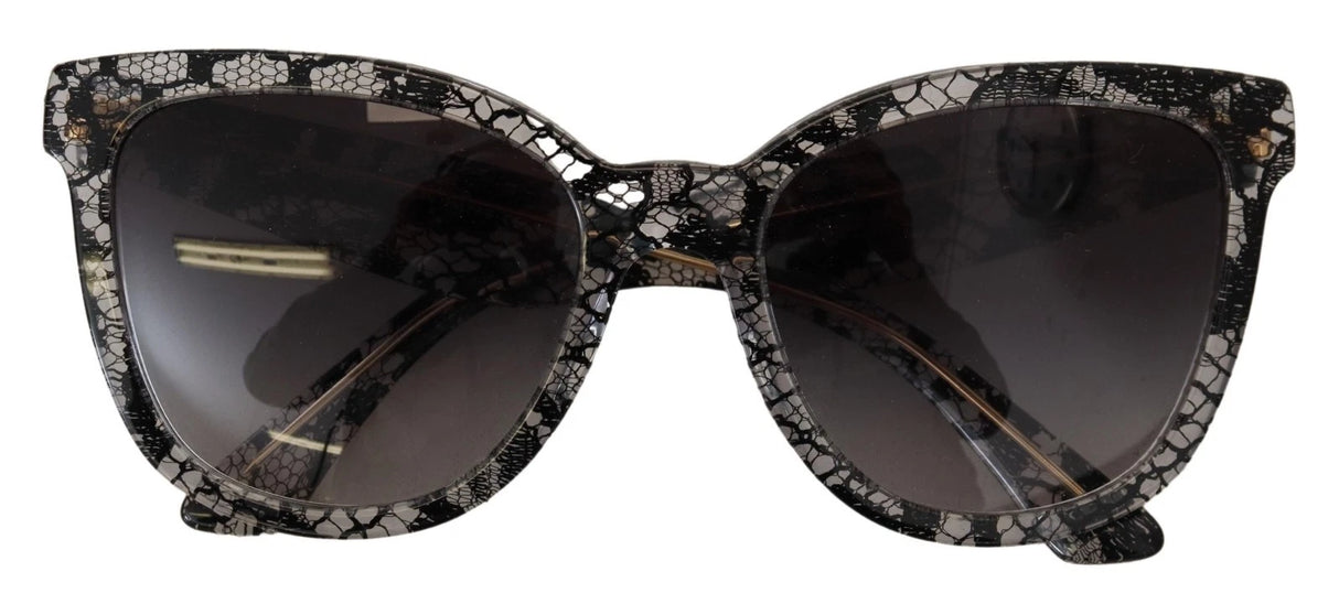 Dolce & Gabbana DG4190 Black Lace Acetate Crystal Round Sunglasses