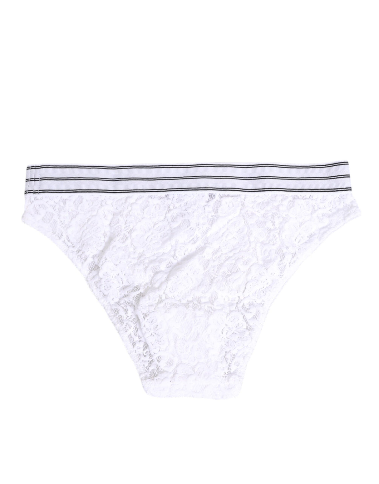 Dolce & Gabbana White Lace Slip Brief Logo Waistband Underwear