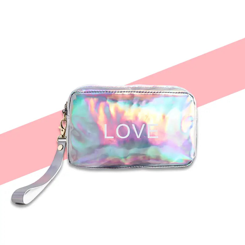 Waterproof Pink Laser Cosmetic Clutch Bag for Women