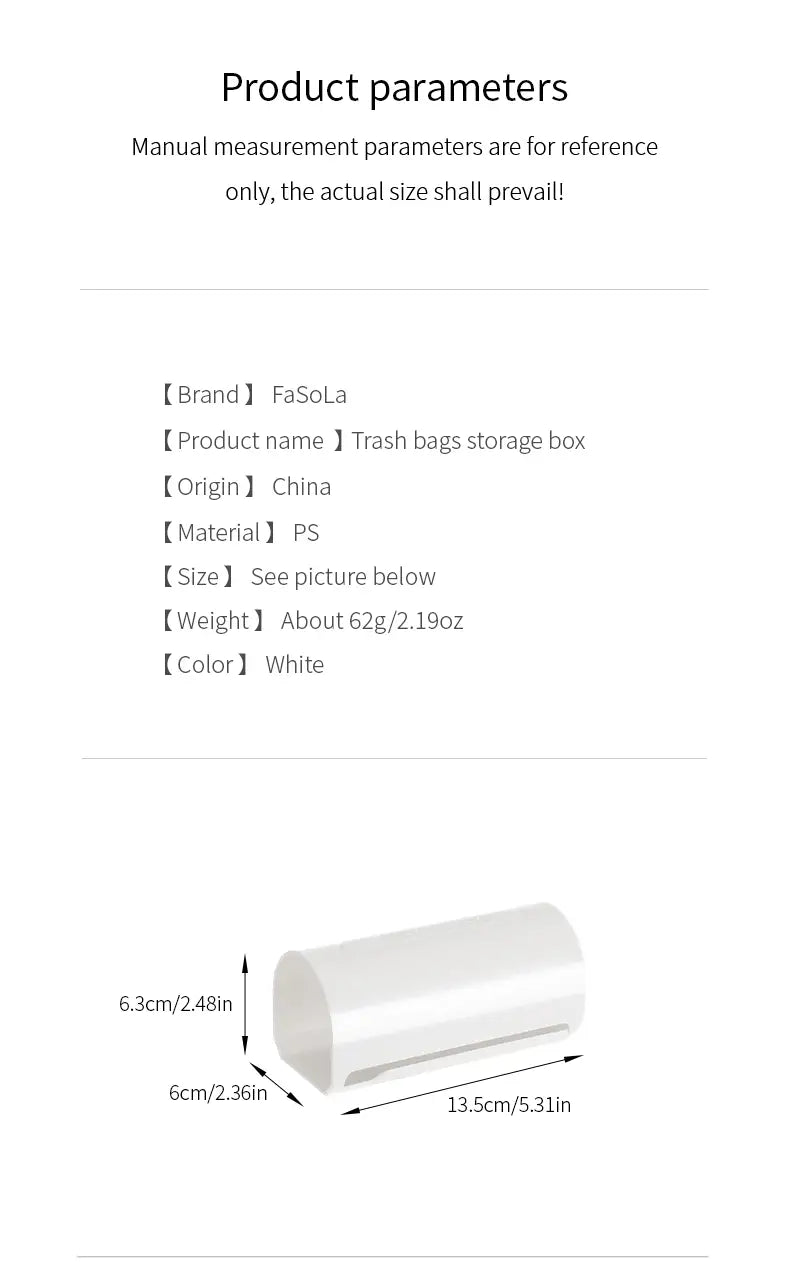 FaSoLa Kitchen Garbage Bag Storage Box - No Punching Needed