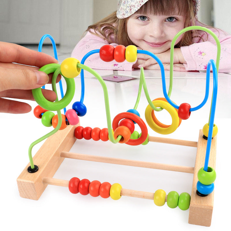 Wooden Beech Winding Beads Educational Toy for Kids