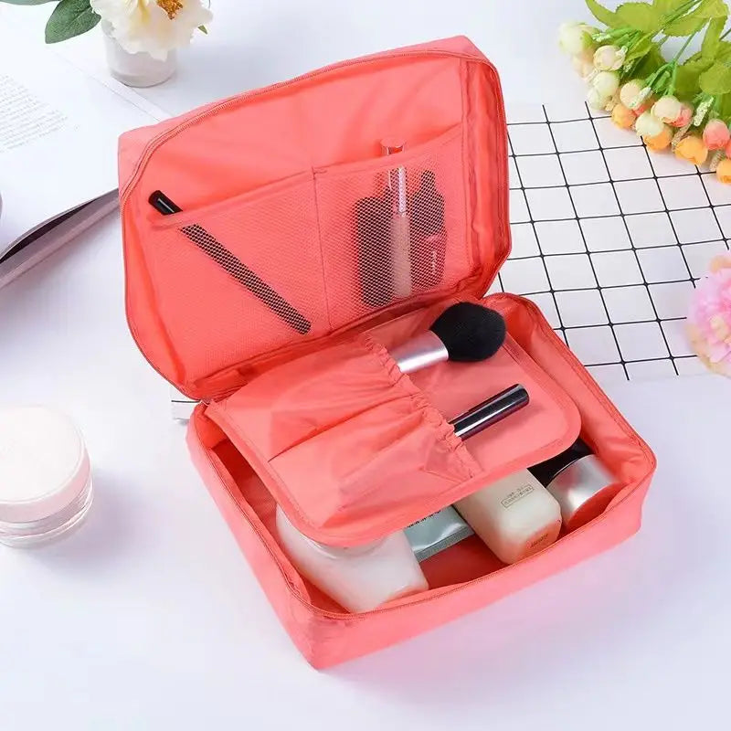 Pink Travel Pouch and Toiletry Organizer Bag Set