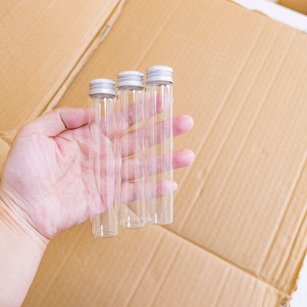 Clear Glass Bottles with Silver Caps - 100pcs Set