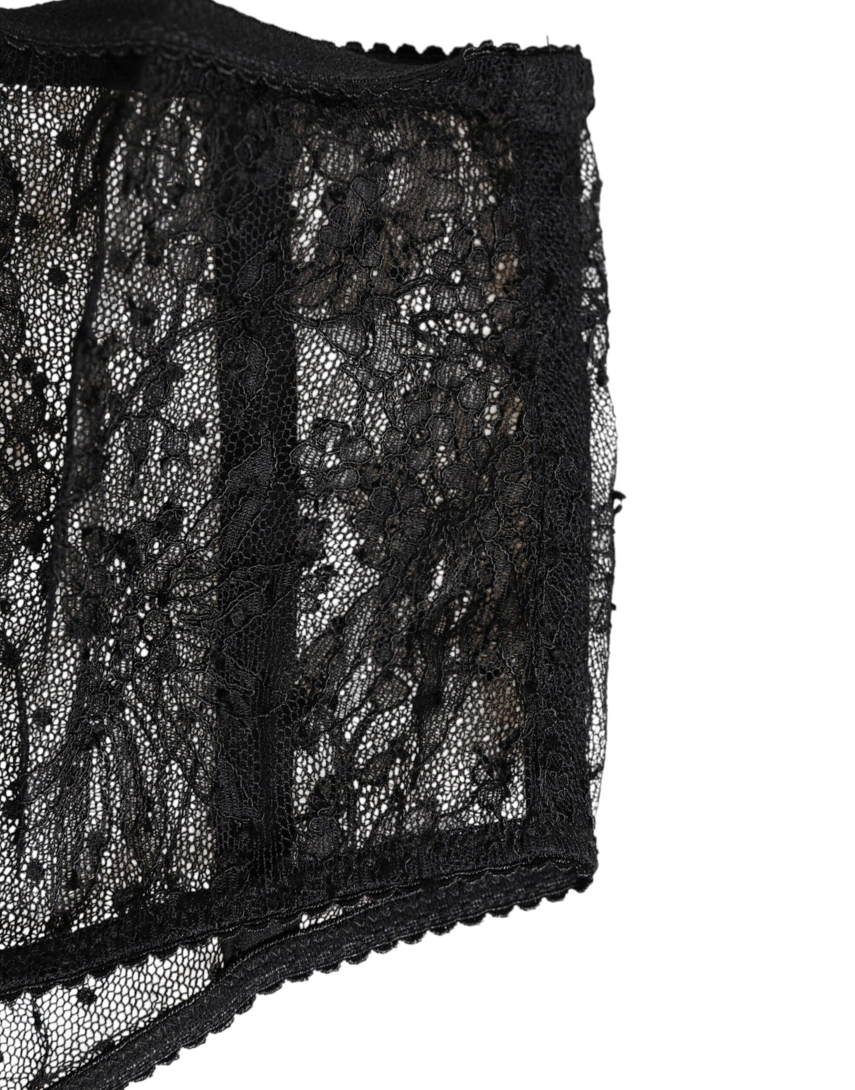 Dolce & Gabbana Black Lace Polka Dot Mesh High Waist Underwear