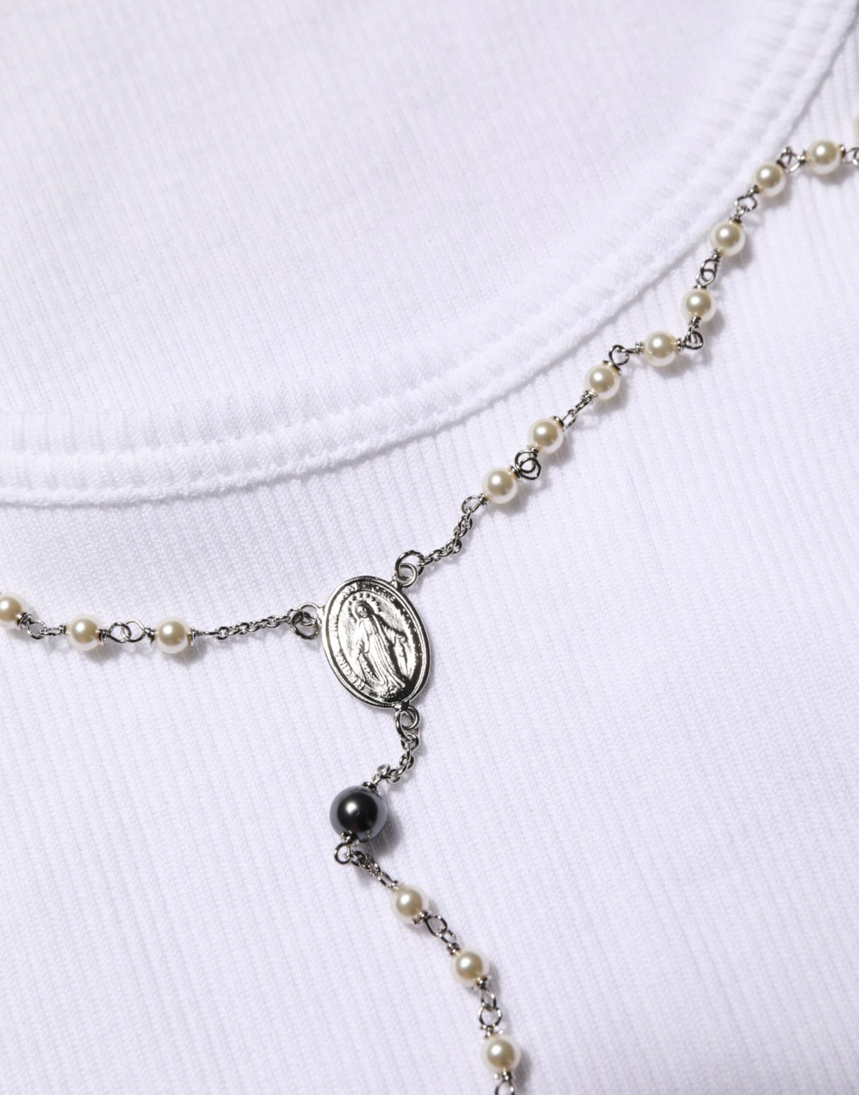 Dolce & Gabbana White Cotton Chain Necklace Tank Top T-shirt