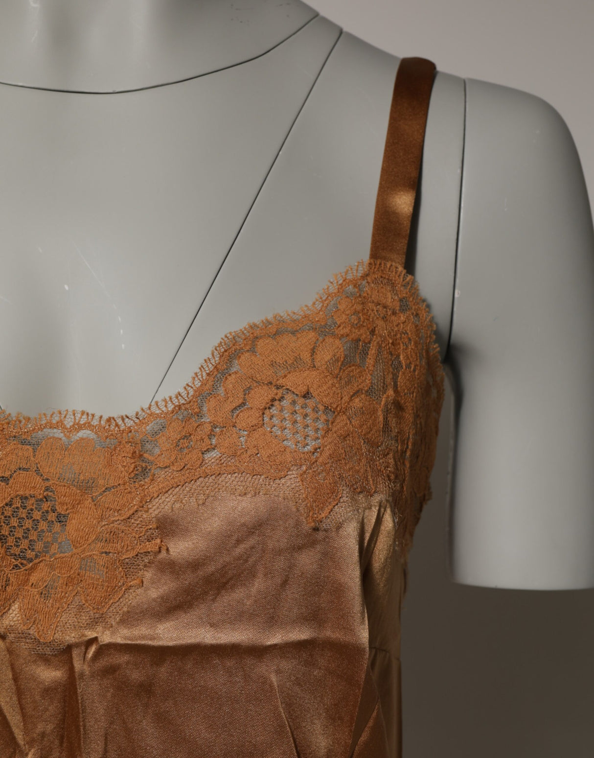 Dolce & Gabbana Brown Floral Lace Tank Lingerie Sleepwear Underwear