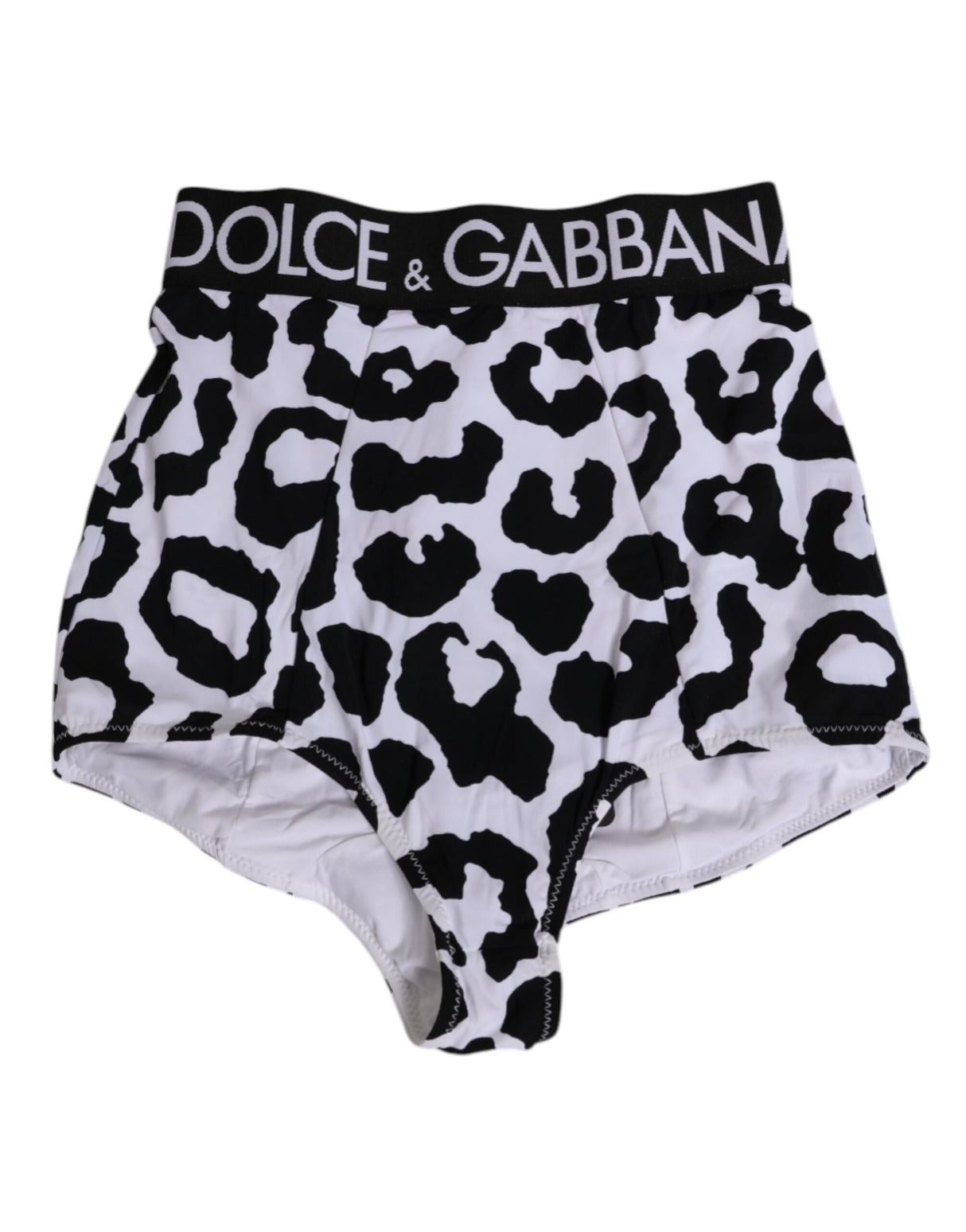 Dolce & Gabbana White Leopard Nylon High Waist Girdle Underwear