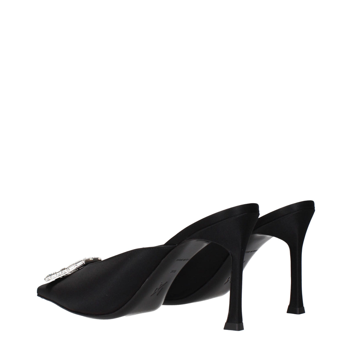 Amina Muaddi Black Satin High Heel Pumps