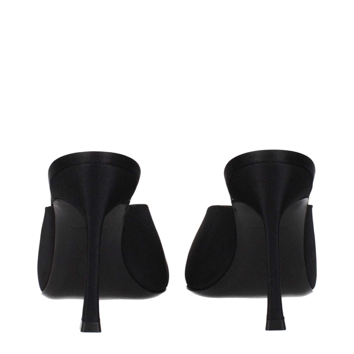 Amina Muaddi Black Satin High Heel Pumps