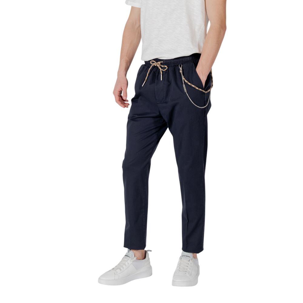 Gianni Lupo Blue Cotton Casual Pants