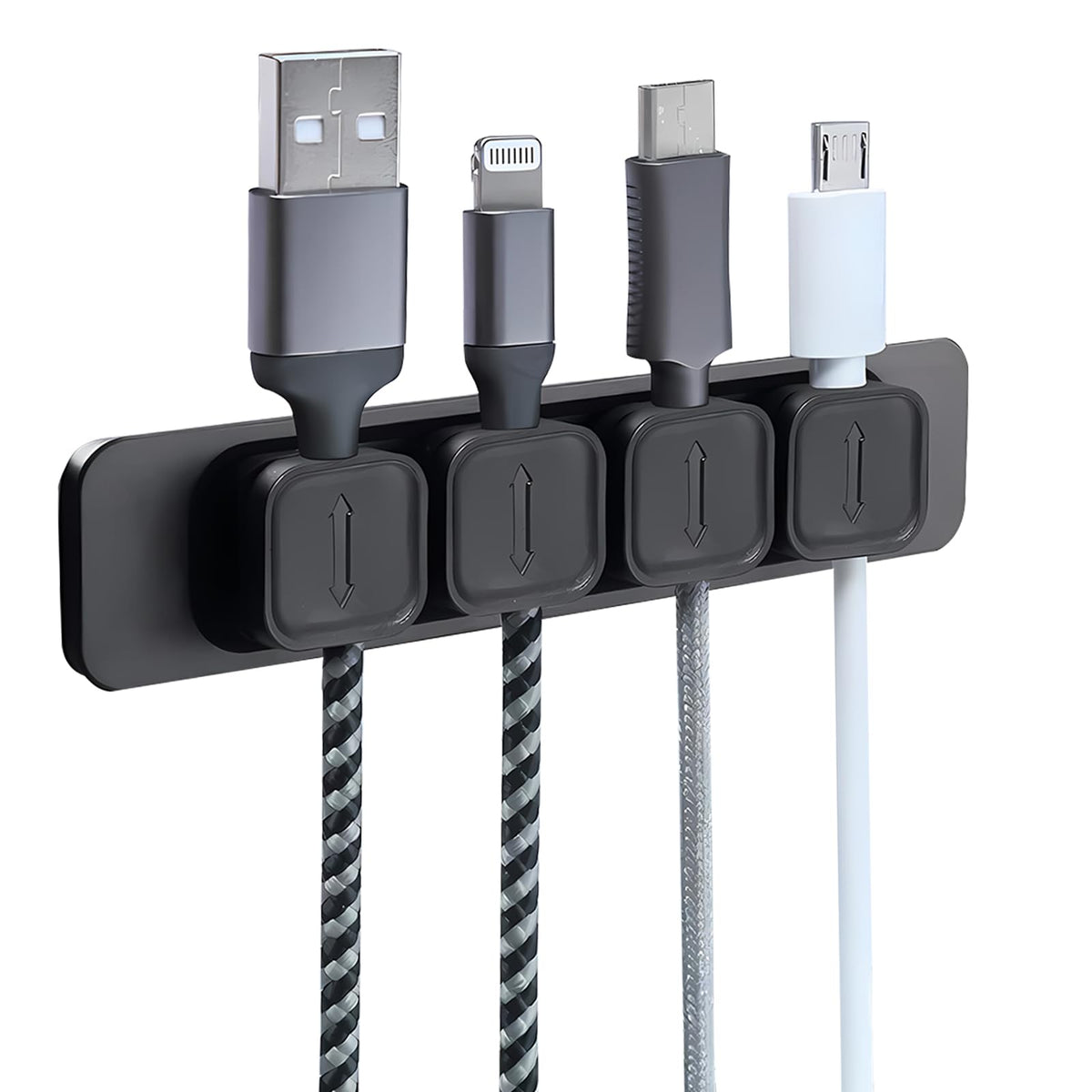 Magnetic Cable Clips Houhaw Strong Adhesive Cord Holder Desktop Accessories Wire Holder Keeper Under Desk Cable Management Hide Phone USB Cable for Home Office Car Office Desk Nightstand 4 Clips(B)