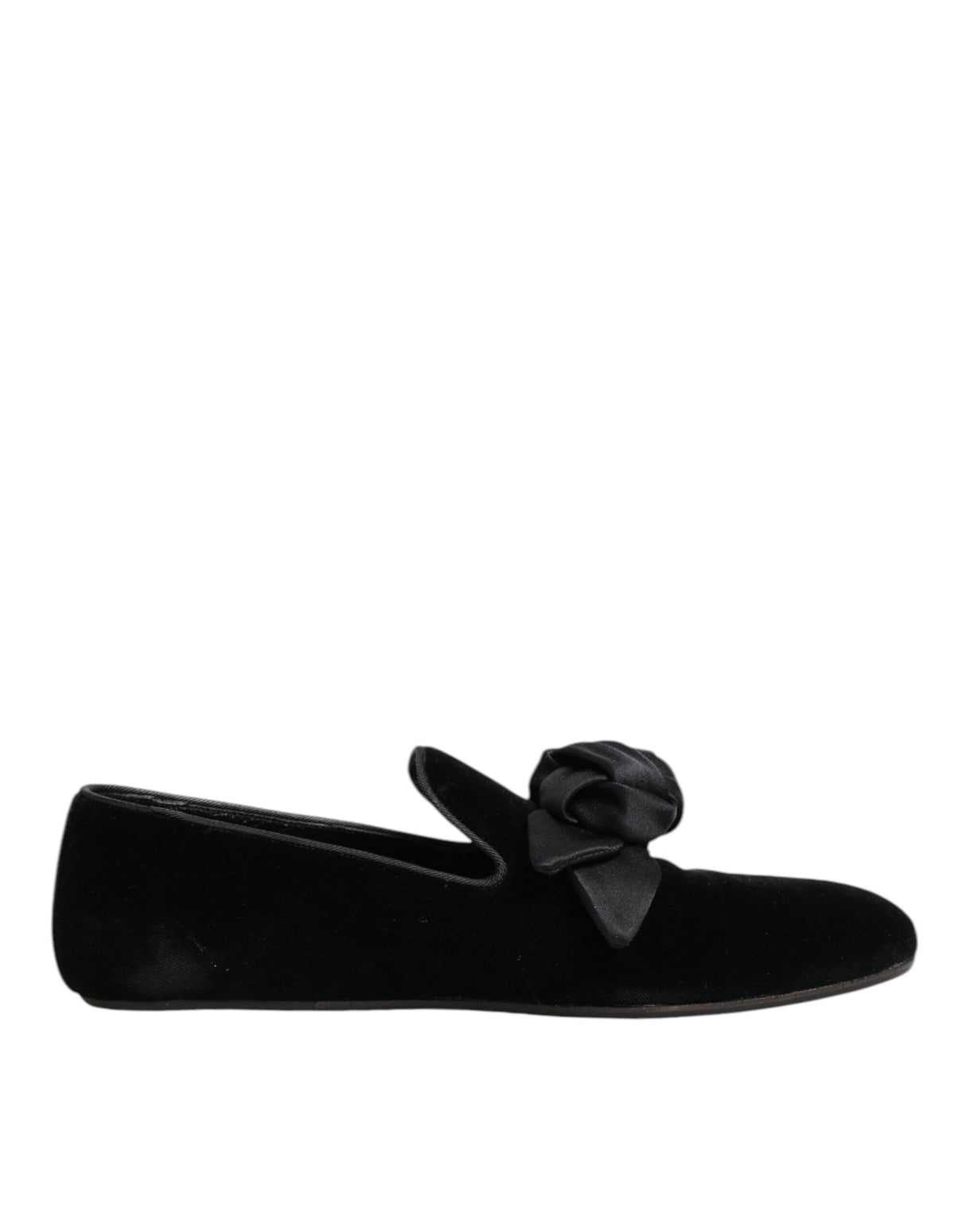 Dolce & Gabbana Black Suede Cotton Rose Slip On Loafers Shoes
